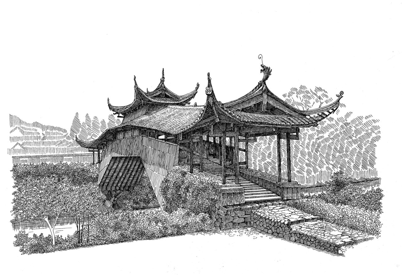 温州画家麦浪用一支钢笔为古建筑“存档” 打捞建筑的精气神